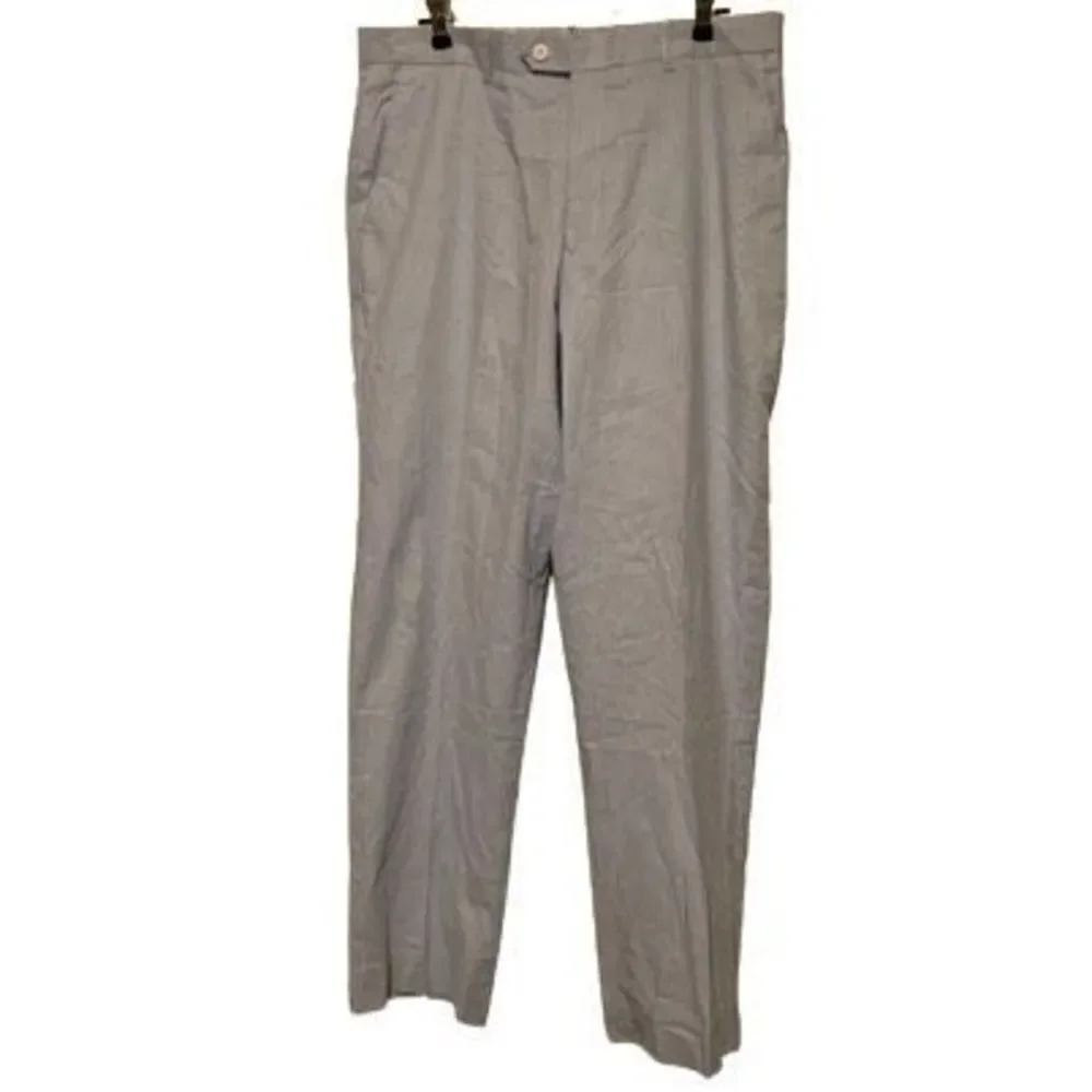 Alan Flusser Size 34x32 Blue & White Striped Pants *New*